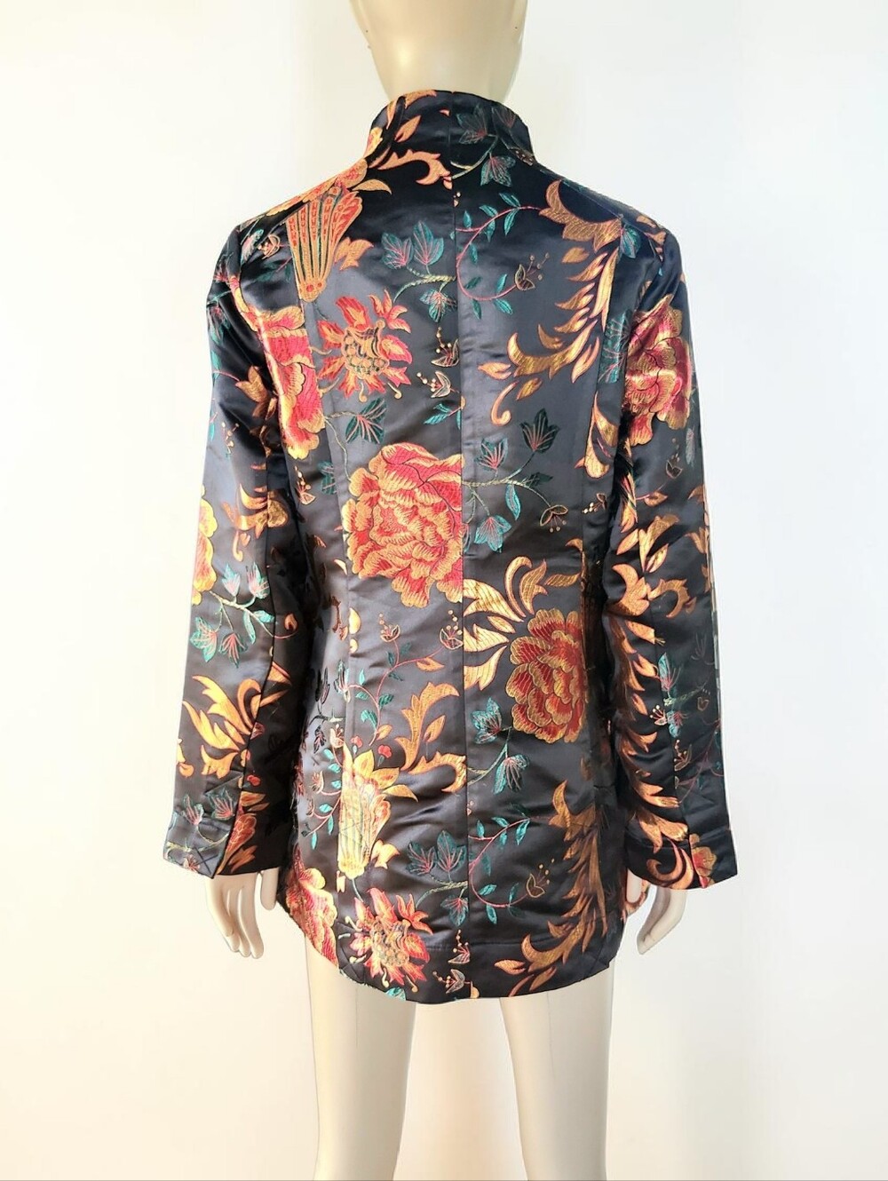 Soft Surroundings Moon Dynasty Satin Kimono Jacket Womens M Black Multi Brocade - Picture 7 of 15
